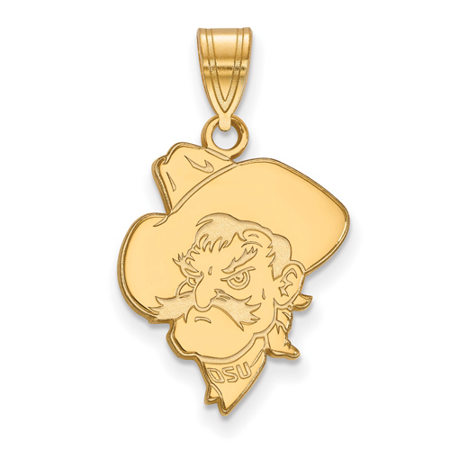 10kt Yellow Gold 3/4in Oklahoma State University Pistol Pete Pendant