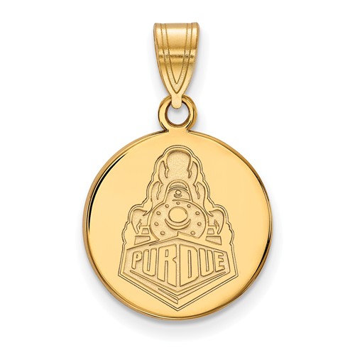 10k Yellow Gold Purdue University Boilermakers Disc Pendant 5/8in