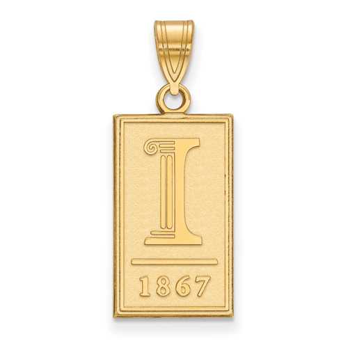 14kt Yellow Gold 3/4in University of Illinois 1867 Pendant