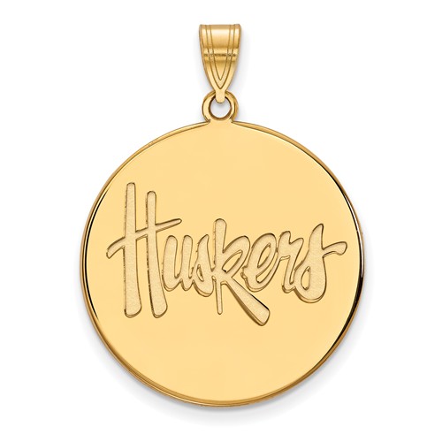 10kt Yellow Gold 1in Round University of Nebraska Huskers Pendant