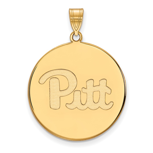 14k Yellow Gold 1in University of Pittsburgh Pitt Round Pendant
