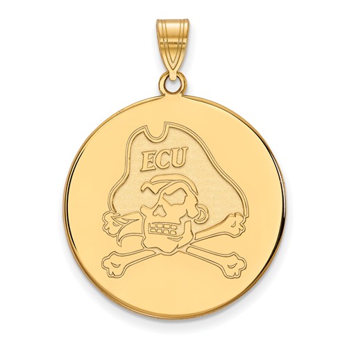 14k Yellow Gold 1in East Carolina University Round Pendant