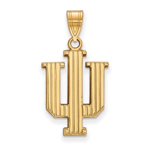 10kt Yellow Gold 3/4in Indiana University Striped Logo Pendant