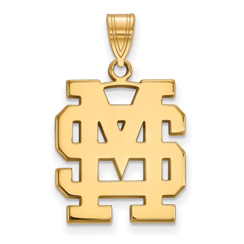 Mississippi State University MS Pendant 3/4in 14k Yellow Gold