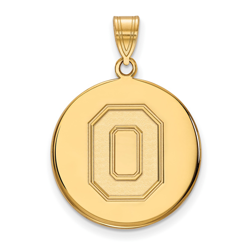 10kt Yellow Gold 7/8in Ohio State University Block O Disc Pendant