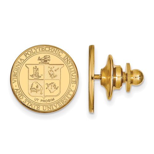 14k Yellow Gold Virginia Tech Crest Lapel Pin