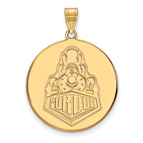 14k Yellow Gold Purdue University Boilermakers Round Pendant 1in