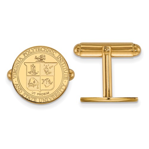 14k Yellow Gold Virginia Tech Crest Cuff Links