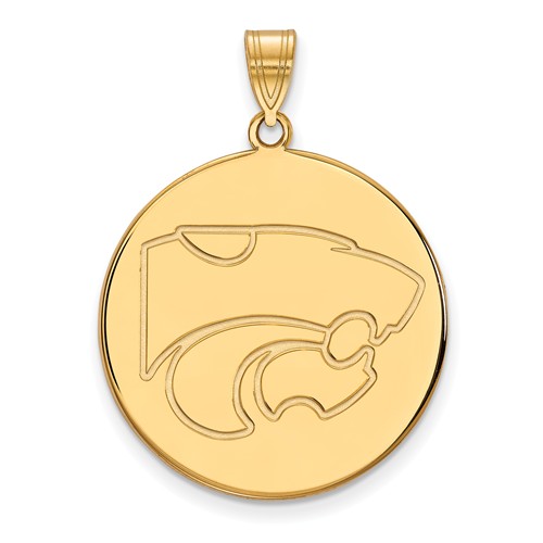 Kansas State University Disc Pendant 1in 10k Yellow Gold