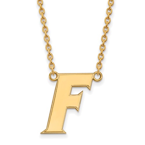 10kt Yellow Gold University of Florida F Pendant with 18in Chain