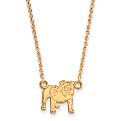 14k Yellow Gold University of Georgia 1/2in Standing Bulldog Necklace