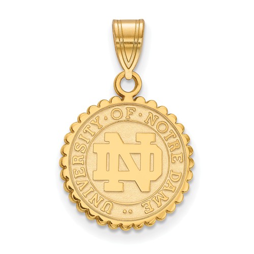 14k Yellow Gold 5/8in University of Notre Dame Crest Pendant