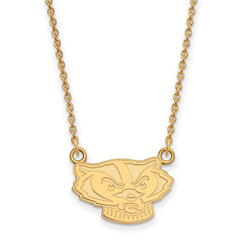 University of Wisconsin 1/2in Badger Face Necklace 14k Yellow Gold