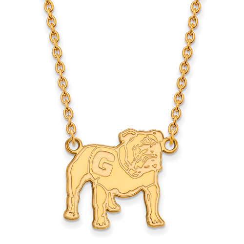 14k Yellow Gold Univ. Georgia Standing Bulldog Pendant on 18in Chain