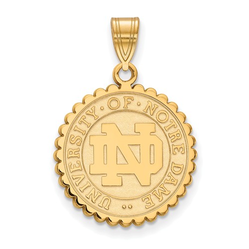 14k Yellow Gold 3/4in University of Notre Dame Crest Pendant