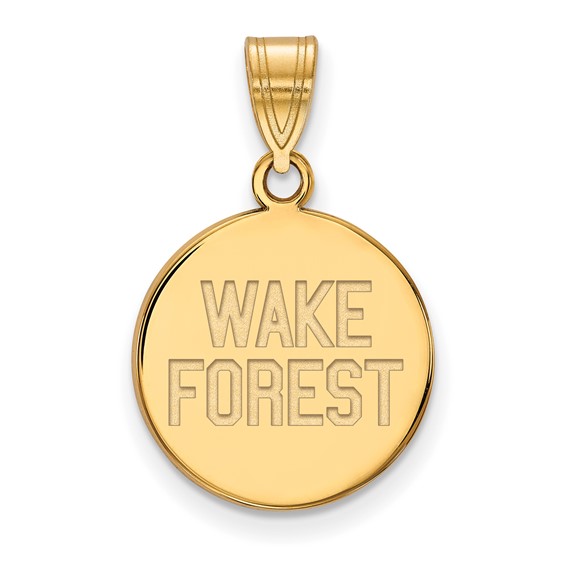 Wake Forest University Disc Pendant 5/8in 14k Yellow Gold