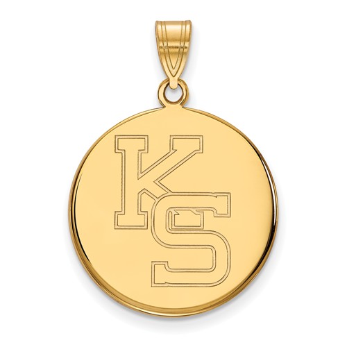 Kansas State University Round KS Pendant 3/4in 10k Yellow Gold