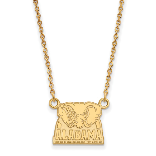 14kt Yellow Gold 1/2in Alabama Big Al Pendant with 18in Chain