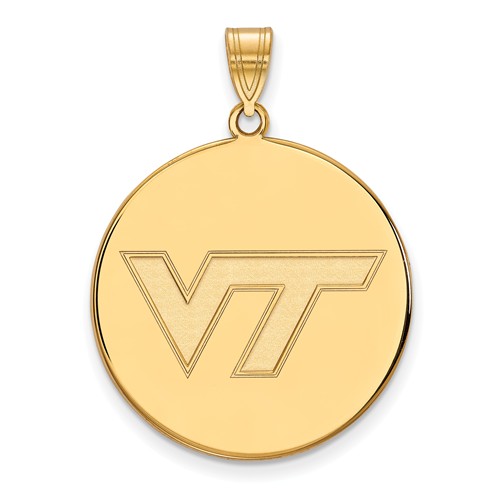 10k Yellow Gold Virginia Tech Round Pendant 1in