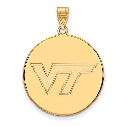 14k Yellow Gold Virginia Tech Round Pendant 1in