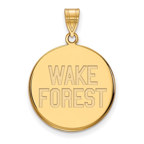 Wake Forest University Round Pendant 3/4in 10k Yellow Gold