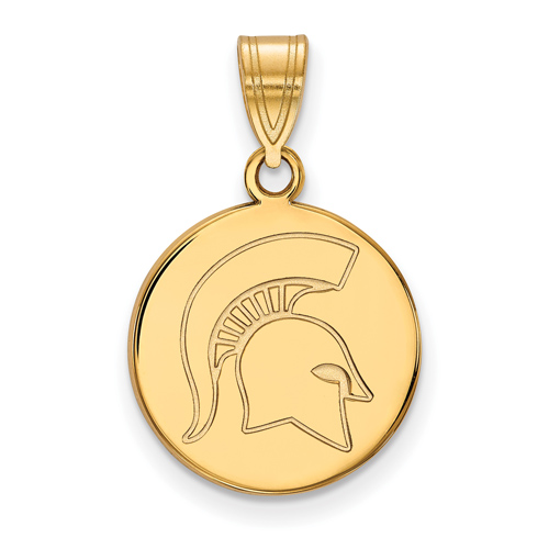 Michigan State University 5/8in Spartan Round Pendant 10k Yellow Gold