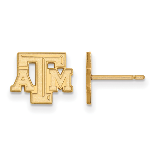 Texas A&M University Beveled Earrings Extra Small 10k Yellow Gold