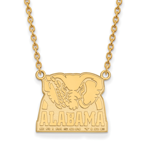 14kt Yellow Gold University of Alabama Big Al Pendant with 18in Chain