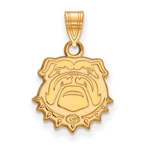 10kt Yellow Gold 1/2in University of Georgia Bulldog Face Pendant