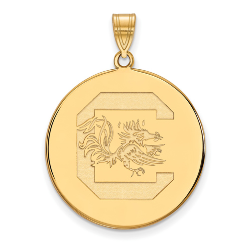 14kt Yellow Gold 1in University of South Carolina Disc Pendant