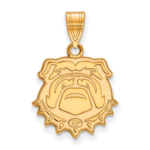 10kt Yellow Gold 5/8in University of Georgia Bulldog Face Pendant
