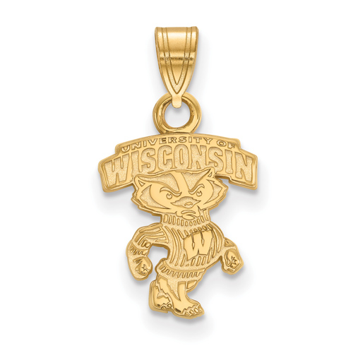 Univ. of Wisconsin 1/2in Arched Bucky Badger Pendant 14k Yellow Gold