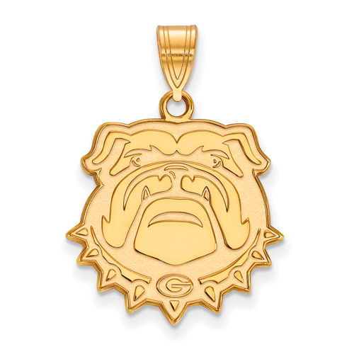 10kt Yellow Gold 3/4in University of Georgia Bulldog Face Pendant