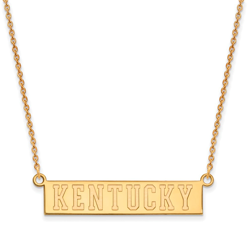 14kt Yellow Gold 1/2in KENTUCKY Bar Pendant with 18in Chain