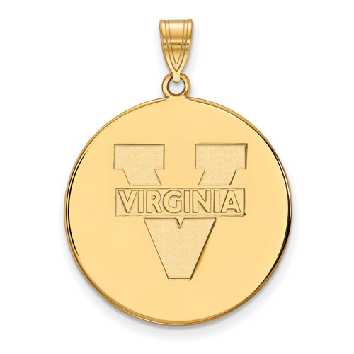 14kt Yellow Gold 1in University of Virginia Round Pendant
