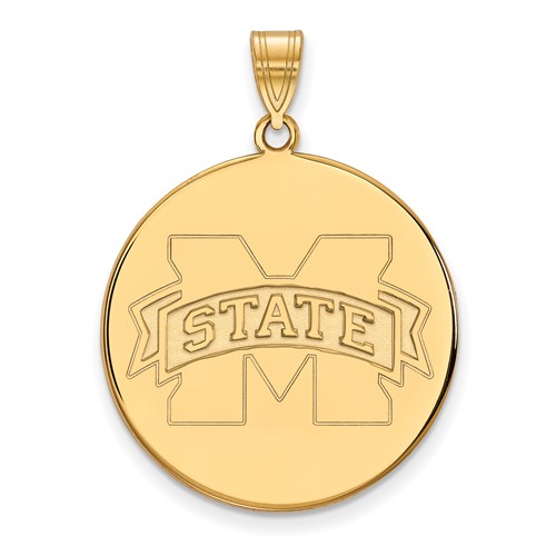 Mississippi State University Disc Pendant 1in 14k Yellow Gold