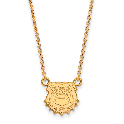 14k Yellow Gold 1/2in University of Georgia Bulldog Face Necklace