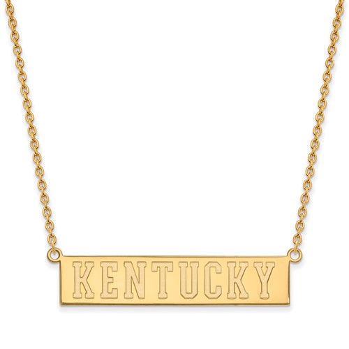 14kt Yellow Gold Large KENTUCKY Bar Pendant with 18in Chain