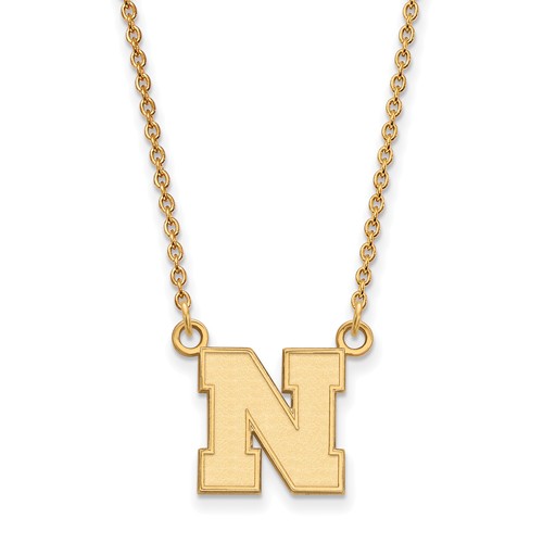 University of Nebraska N Pendant Necklace Small 10k Yellow Gold