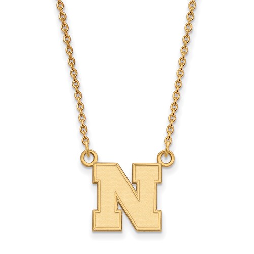 University of Nebraska N Pendant Necklace Small 10k Yellow Gold