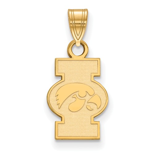 University of Iowa I Tigerhawk Pendant 3/4in 14k Yellow Gold