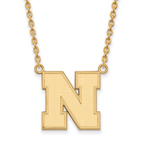 10kt Yellow Gold 3/4in University of Nebraska N Pendant and 18in Chain