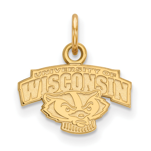 14kt Yellow Gold 3/8in University of Wisconsin Arched Badger Pendant
