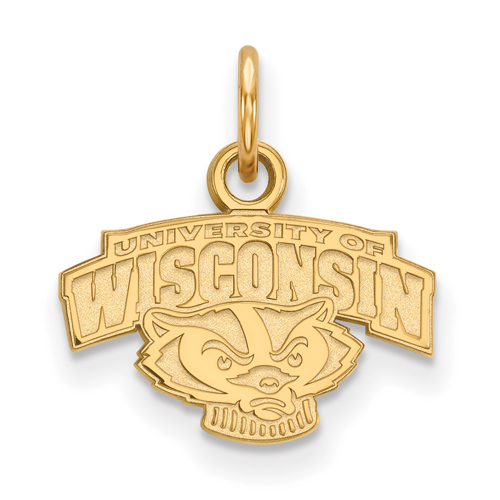 10kt Yellow Gold 3/8in University of Wisconsin Arched Badger Pendant