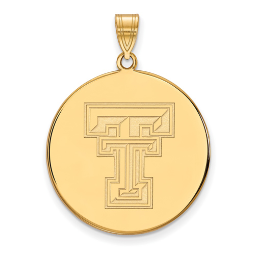 10kt Yellow Gold 1in Texas Tech University Round Pendant 1Y075TXT