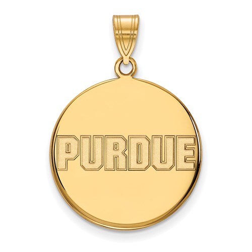 10k Yellow Gold Purdue University Disc Pendant 7/8in