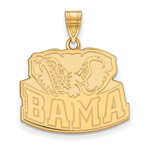 14kt Yellow Gold 3/4in University of Alabama Big Al BAMA Pendant