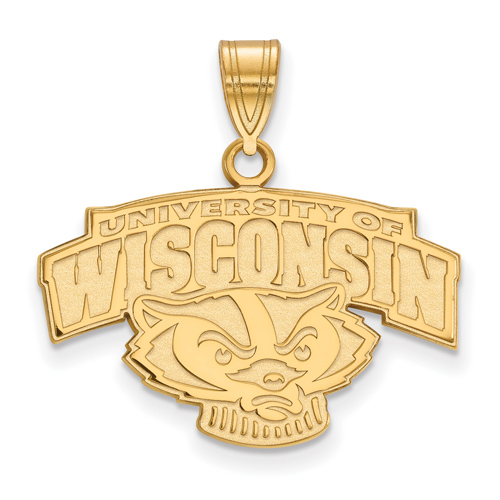 10kt Yellow Gold 5/8in Univ. of Wisconsin Badger Arched Logo Pendant