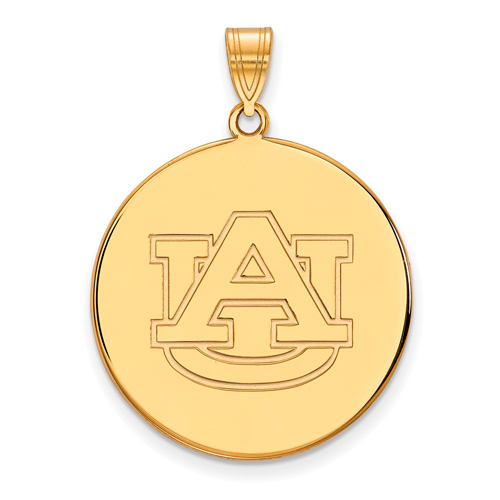14kt Yellow Gold 1in Auburn University Round Pendant