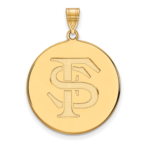14kt Yellow Gold 1in Florida State University Disc Pendant